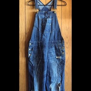 American Rag denim overalls bibs distressed size 7
